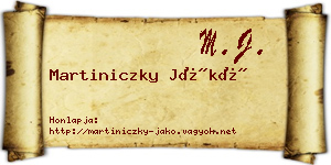 Martiniczky Jákó névjegykártya